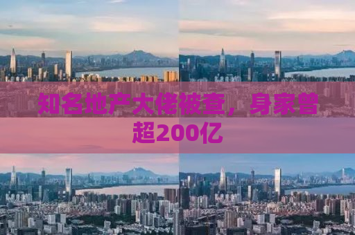 知名地产大佬被查，身家曾超200亿