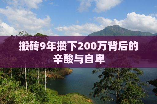 搬砖9年攒下200万背后的辛酸与自卑